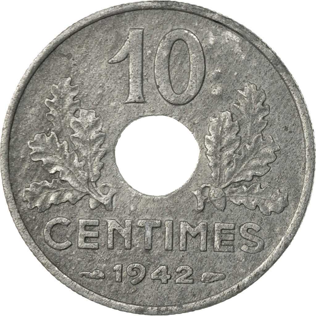Moneta, Francia, État français, 10 Centimes, 1942, Paris, MB+, Zinco
