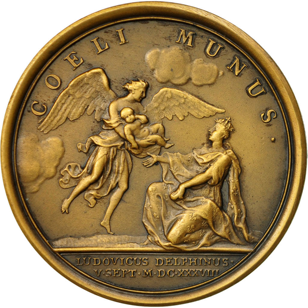 Francia, medalla, Louis XIII, Naissance du Dauphin Louis XIV, 1638, Bronce