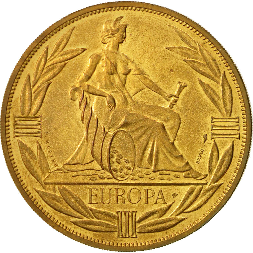 Francja, Medal, Ecu Europa, 1980, MS(63), Mosiądz niklowy