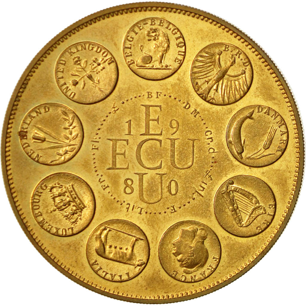 Francja, Medal, Ecu Europa, 1980, MS(63), Mosiądz niklowy