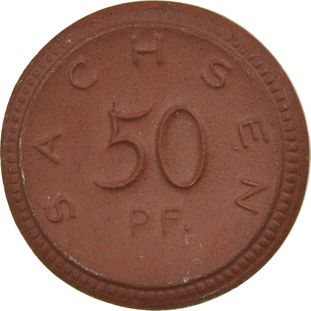Niemcy, Medal, 50 Pfennig, Freistadt Sachsen, 1921, MS(60-62), Porcelana