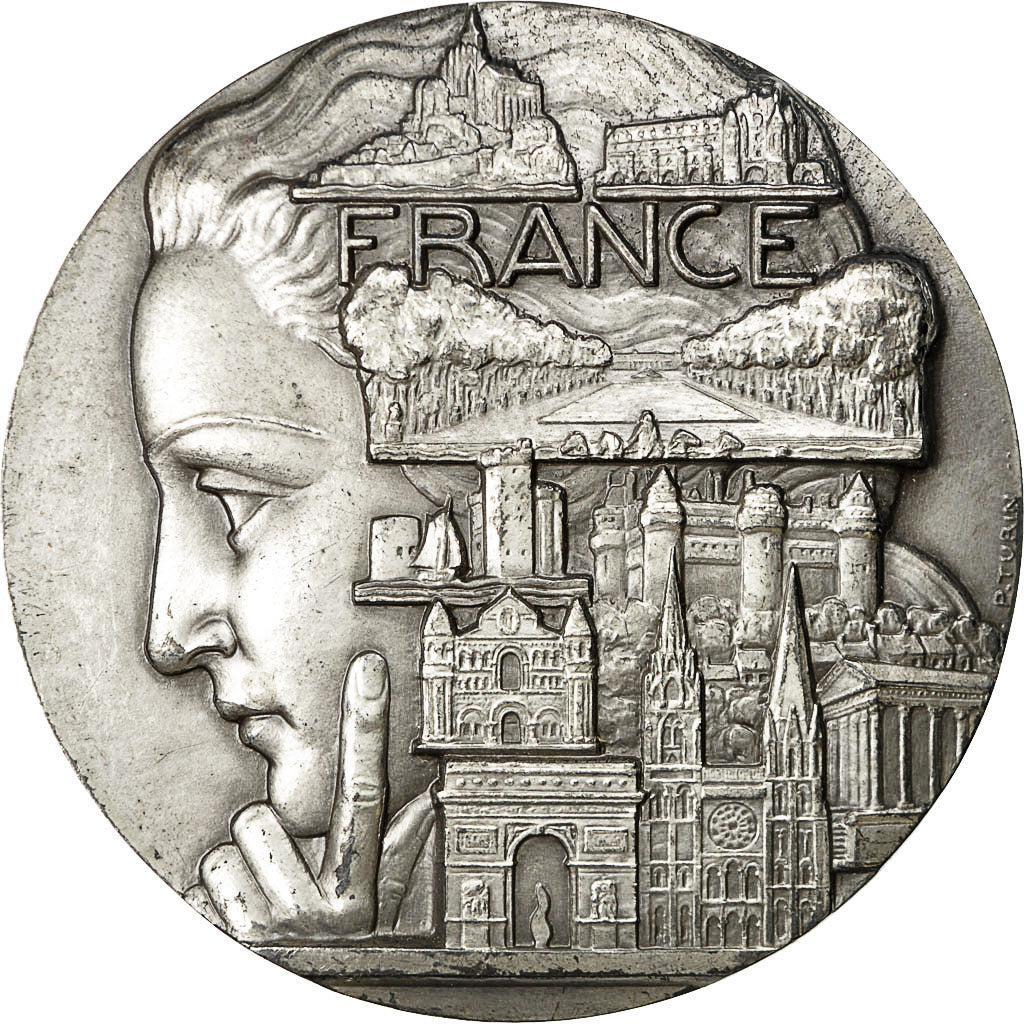 Francja, Medal, La France, 1976, Turin, MS(60-62), Brąz posrebrzany