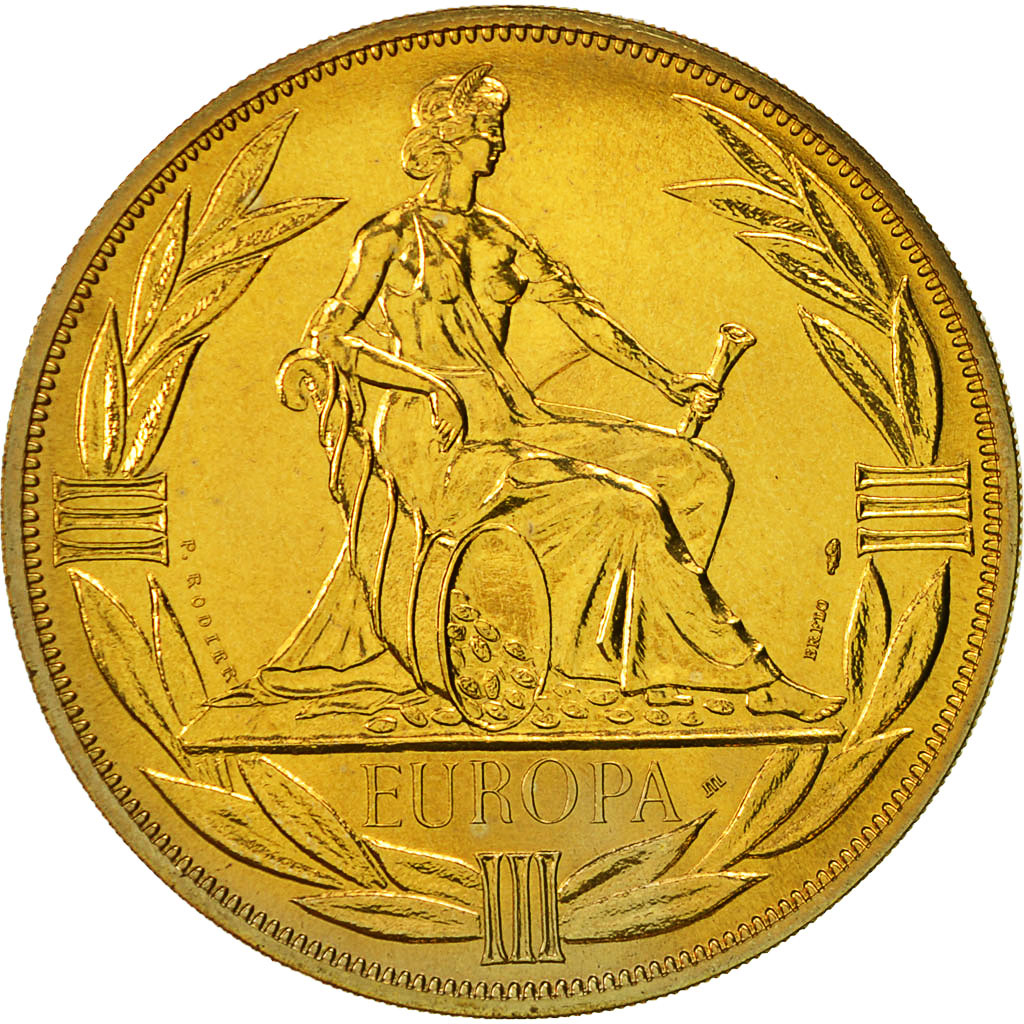 France, Medal, Ecu Europa, Europe Assise, 1983, Rodier, MS(64), Bronze
