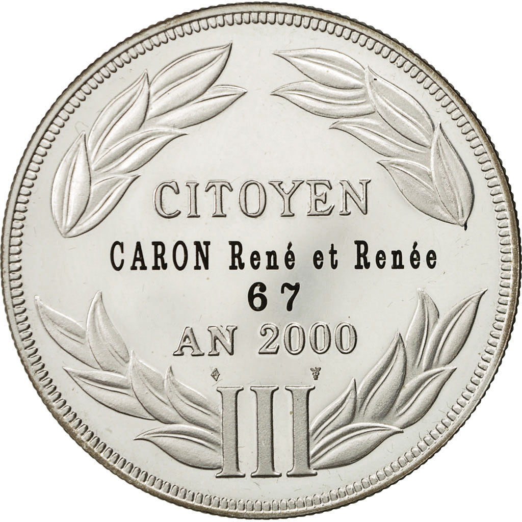 Francja, Medal, Citoyen de l'An 2000, 2000, Jimenez, MS(63), Srebro