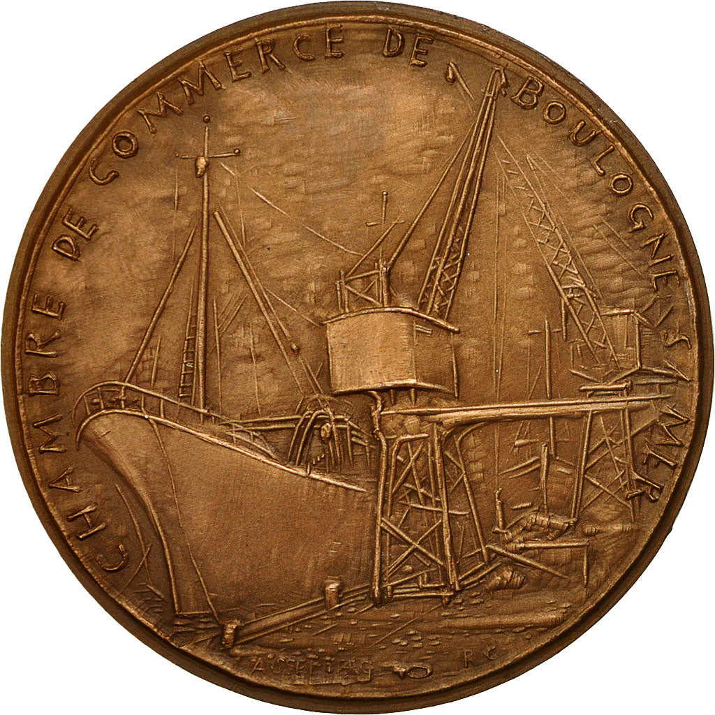 Frankreich, Medal, Chambre de Commerce de Boulogne sr mer, Port, 1956