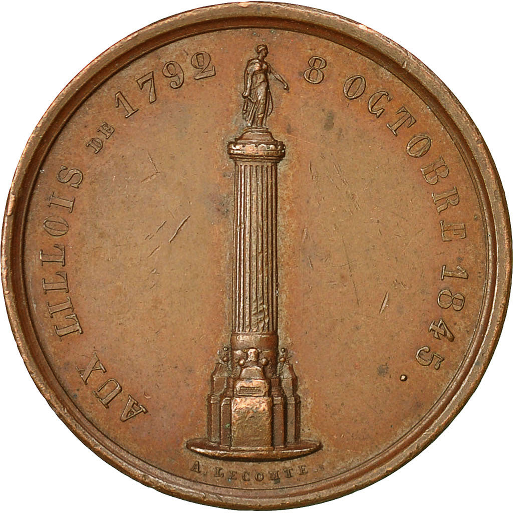 France, Medal, Ville de Lille, Commémoration du Siège de Lille, 1845, Lecomte