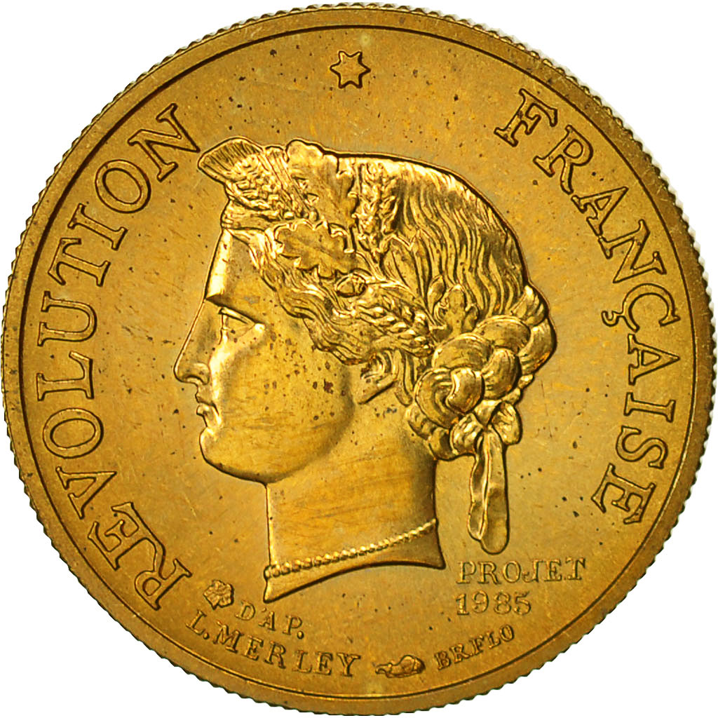 France, Médaille, Bicentenaire de la Révolution Française, FDC, Gilt Bronze