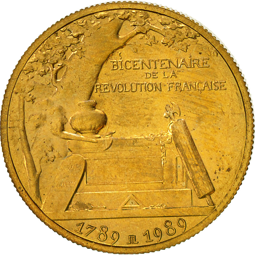 France, Médaille, Bicentenaire de la Révolution Française, FDC, Gilt Bronze