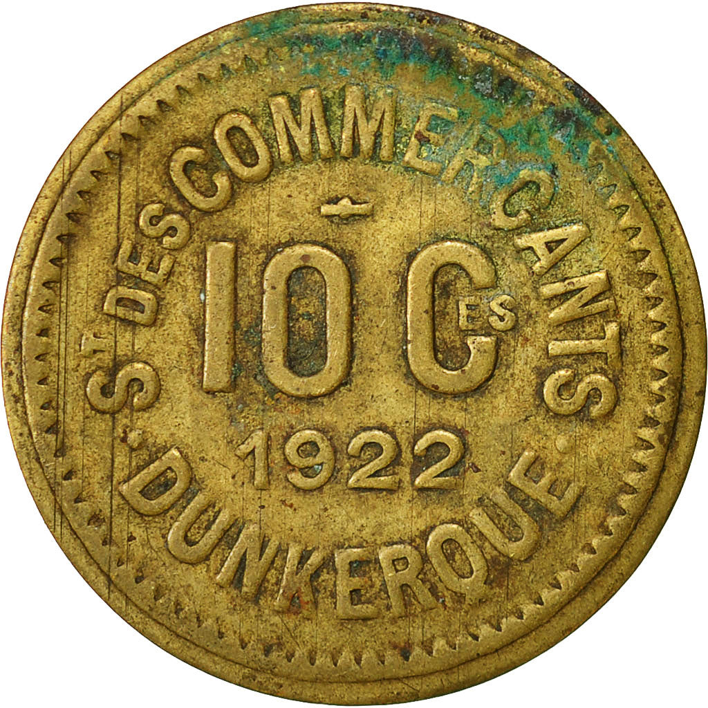 Francia, Token, 10 Centimes, Société des Commerçants de Dunkerque, 1922, BB