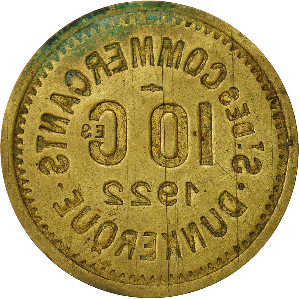 Francia, Token, 10 Centimes, Société des Commerçants de Dunkerque, 1922, BB