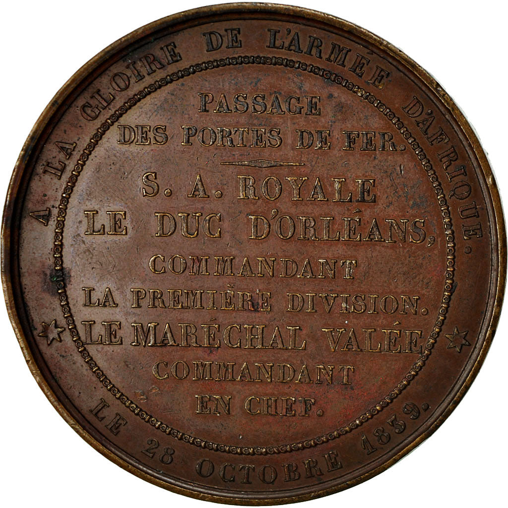 France, Medal, Passing through the Iron Gates, 1839, Copper, Borrel, AU(50-53)