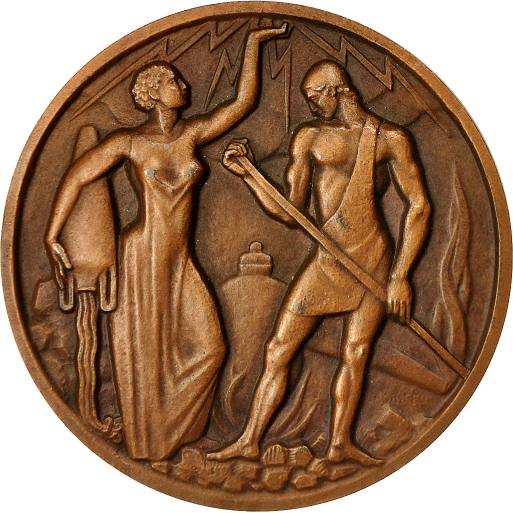 Algieria, Medal, Electricité et Gaz d'Algérie, 1951, Lagriffoul, AU(55-58)