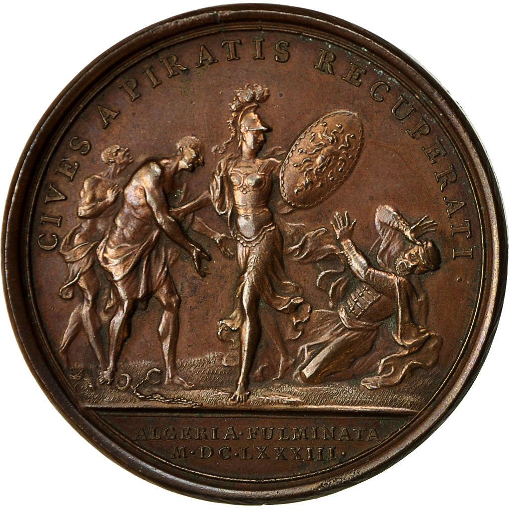 France, Médaille, Louis XIV, Bombardement d'alger, 1683, Mauger, SUP, Bronze