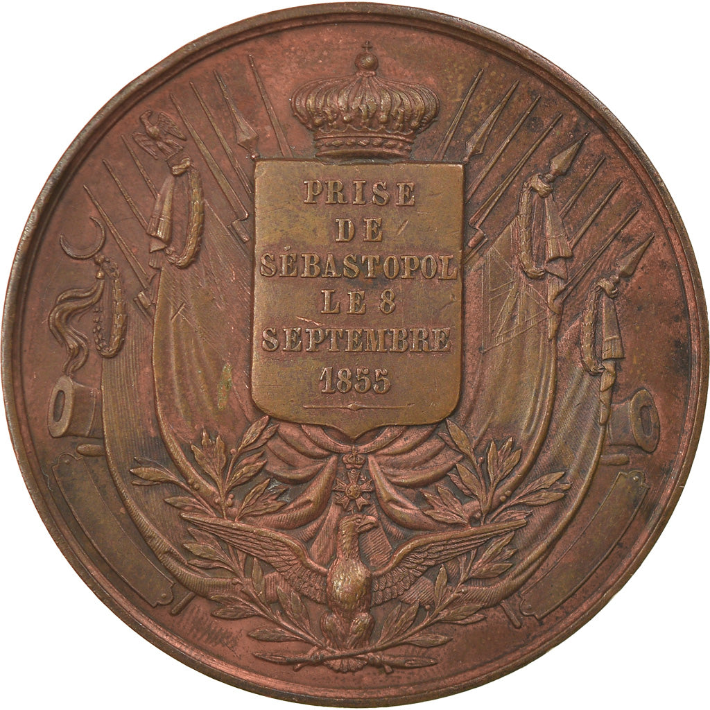 France, Medal, Napoléon III, Prise de Sébastopol, 1855, Desaide-Roquelay