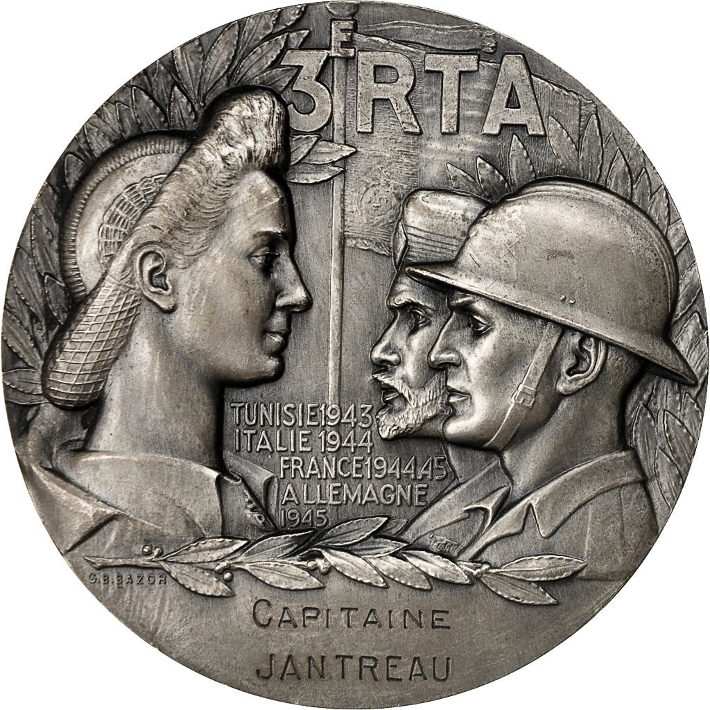 Algeria, medalla, 3ème Régiment de Tirailleurs Algériens, 1946, Bazor, EBC+