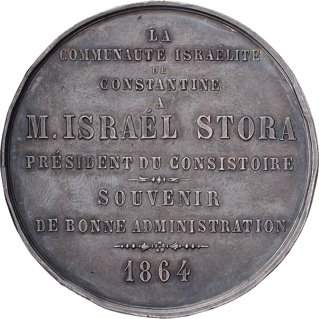 Argélia, medalha, Israel Stora, Consistoire Israélite de Constantine, 1864