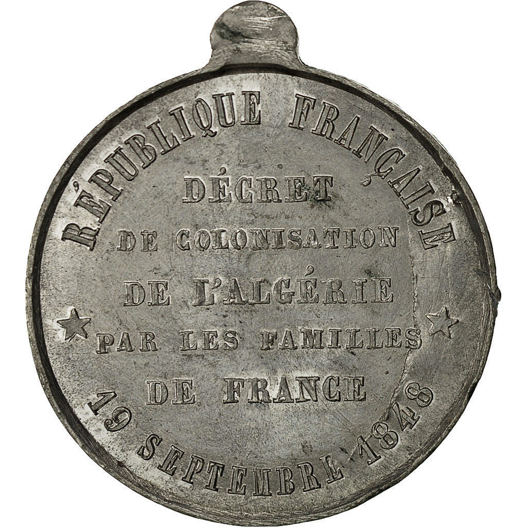 France, Médaille, Décret de Colonisation de l'Algérie, 1848, Etain, SUP