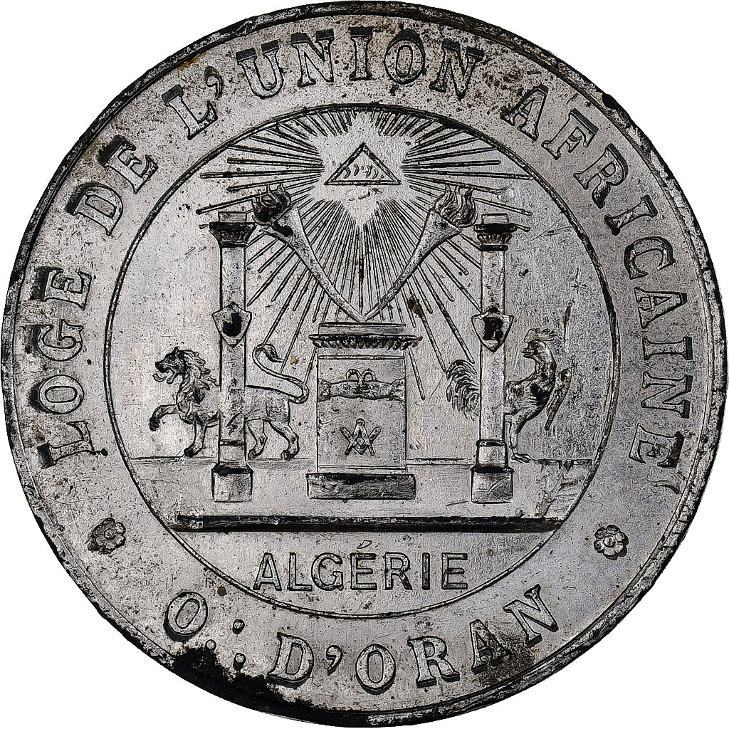 Algieria, Token, Loge de l'Union Africaine, Orient d'Oran, Cynk, EF(40-45)