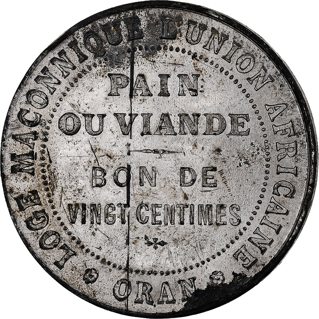 Algieria, Token, Loge de l'Union Africaine, Orient d'Oran, Cynk, EF(40-45)