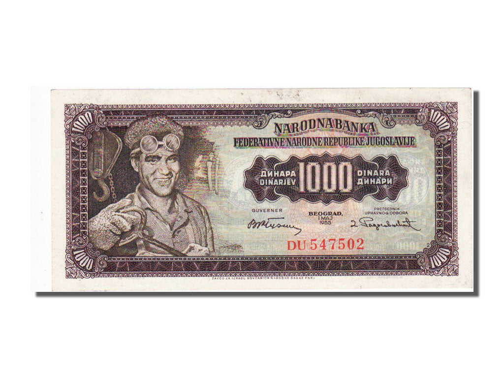 Banconote, Iugoslavia, 1000 Dinara, 1955, FDS