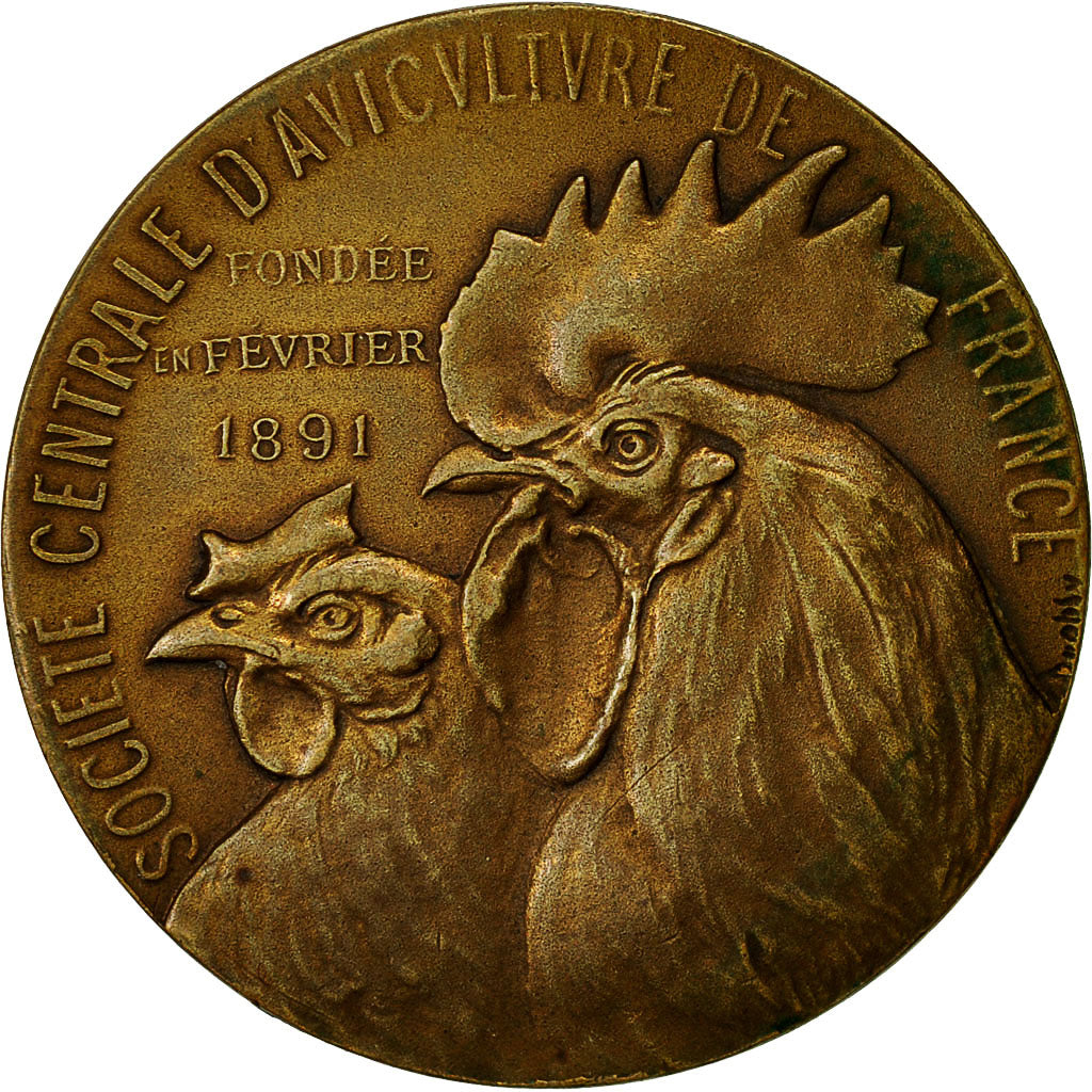 Francia, medalla, Société Centrale d'Aviculture de France, 1891, Dropsy, MBC+