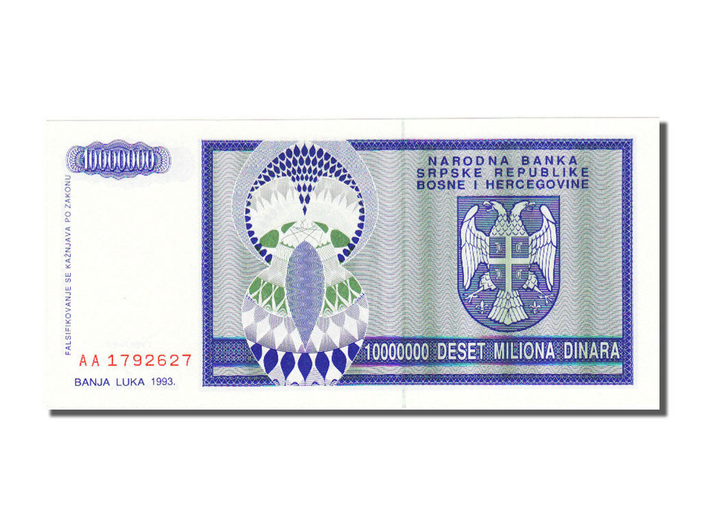 Banknote, Bosnia - Herzegovina, 10 Million Dinara, 1993, UNC(65-70)