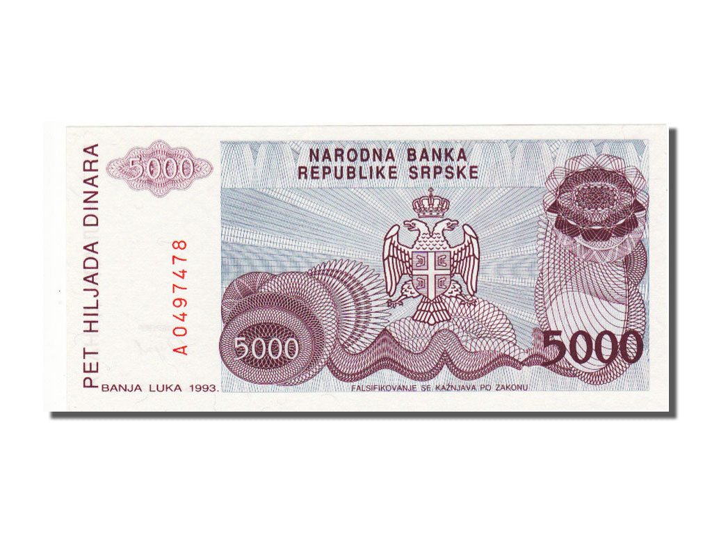 Banknote, Bosnia - Herzegovina, 5000 Dinara, 1993, UNC(65-70)