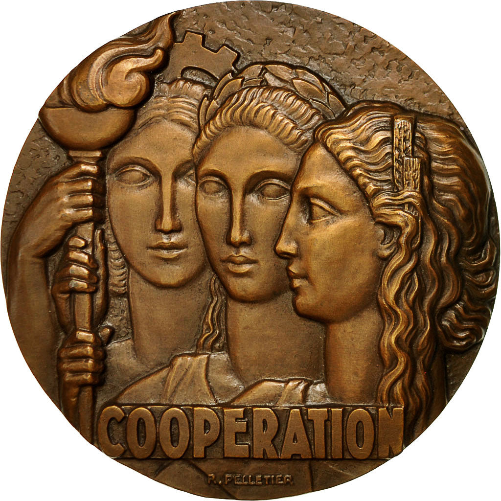 France, Medal, Hommage de la Coopération, Pelletier, Art deco, MS(64), Bronze