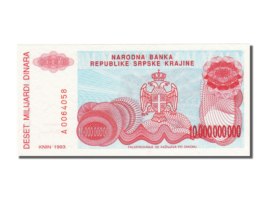 Banknote, Croatia, 10 Milliard Dinara, 1993, UNC(65-70)