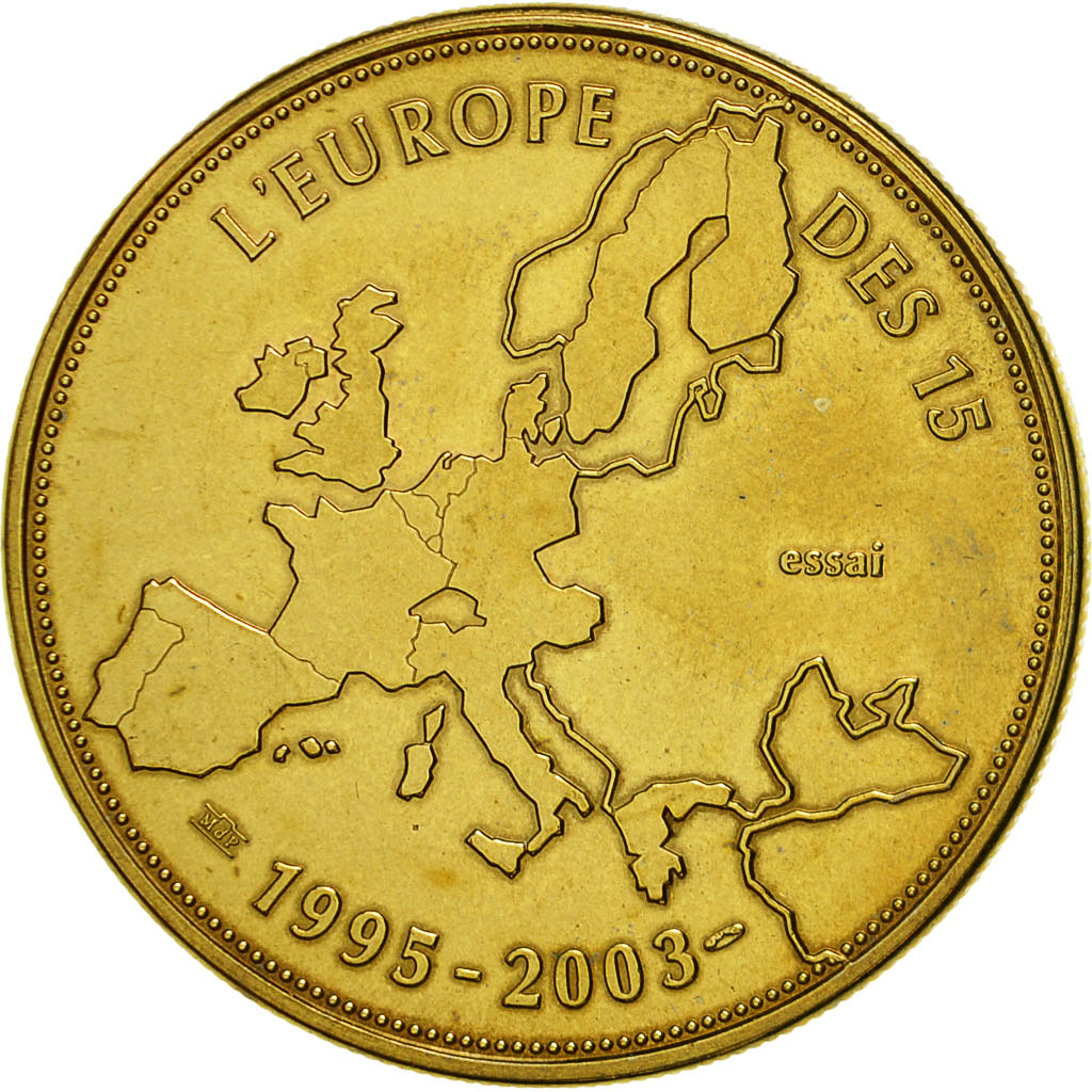 France, Médaille, L'Europe des XV, Essai, 2003, FDC, Gilt Bronze