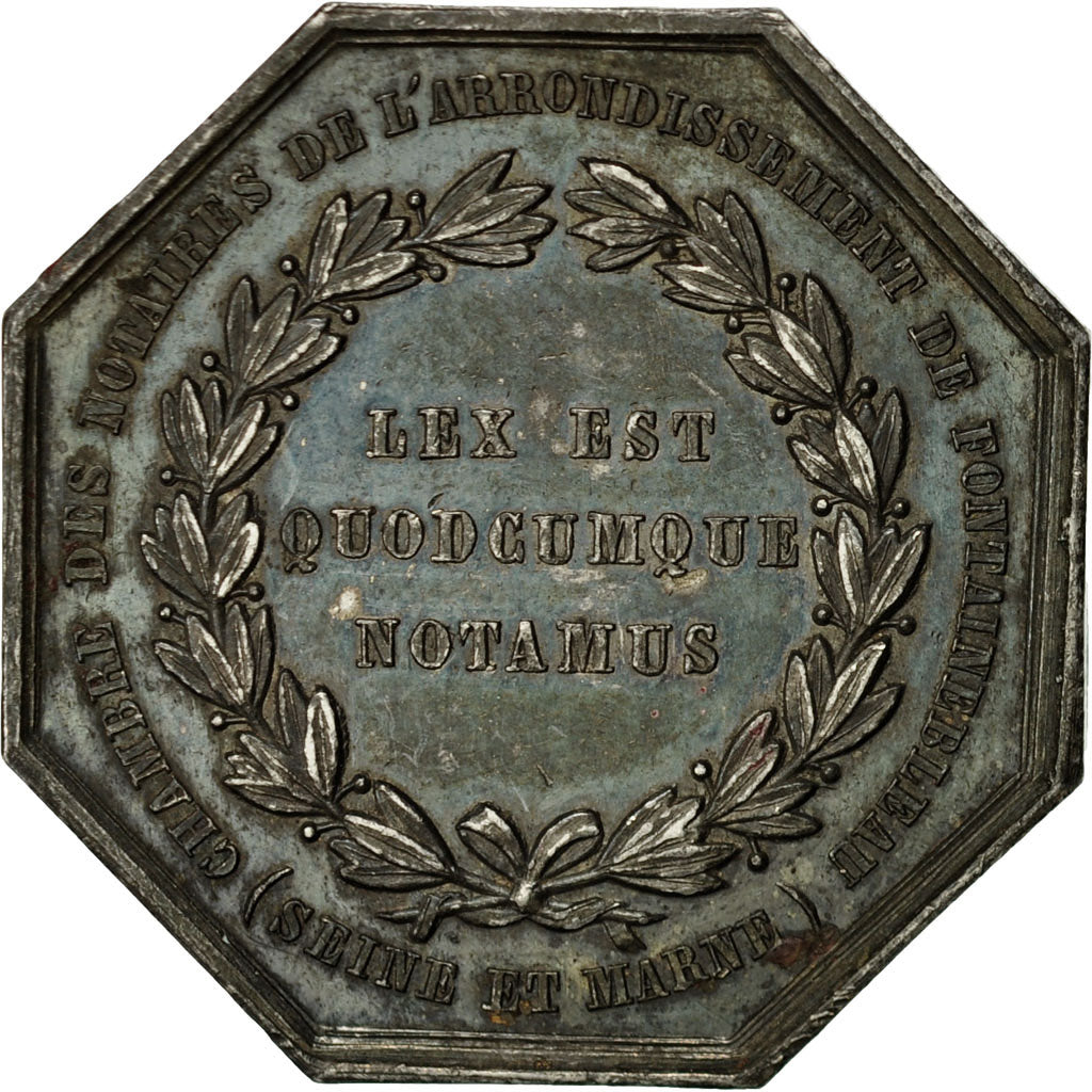 France, Jeton, Napoléon III, Notaires de Fontainebleau, n.d., Argent, Oudiné