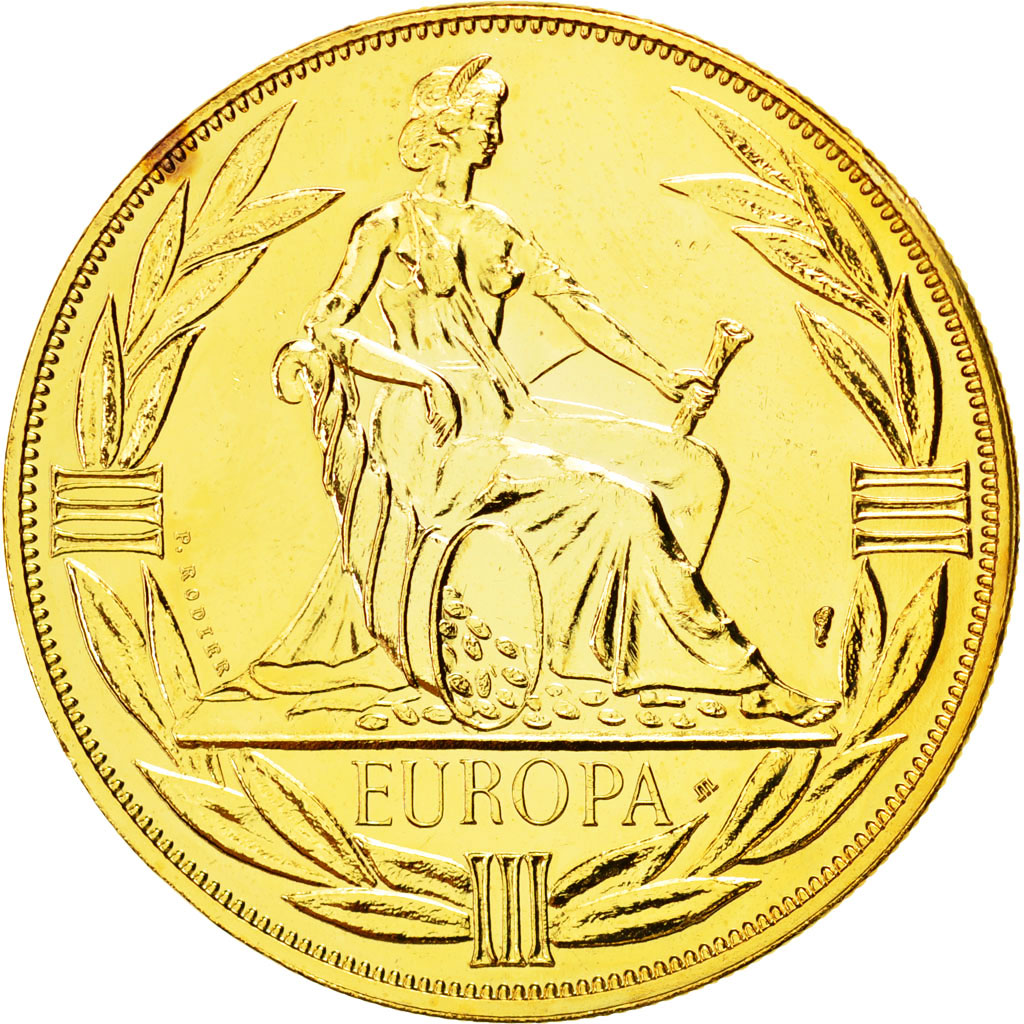 Francja, Medal, Ecu Europa, Europe Assise, 1982, Rodier, MS(65-70), Pokryty