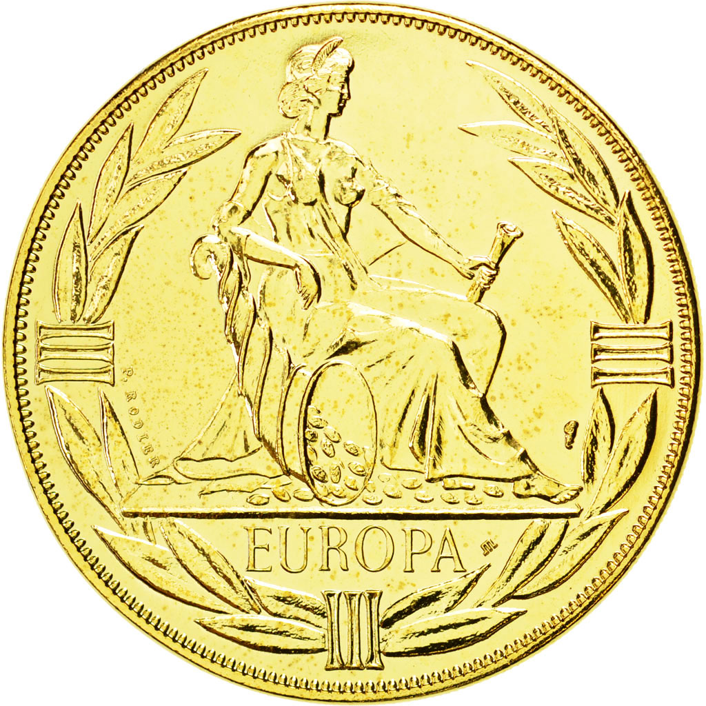 Francia, medaglia, Ecu Europa, Europe Assise, 1983, Rodier, FDC, Bronzo dorato