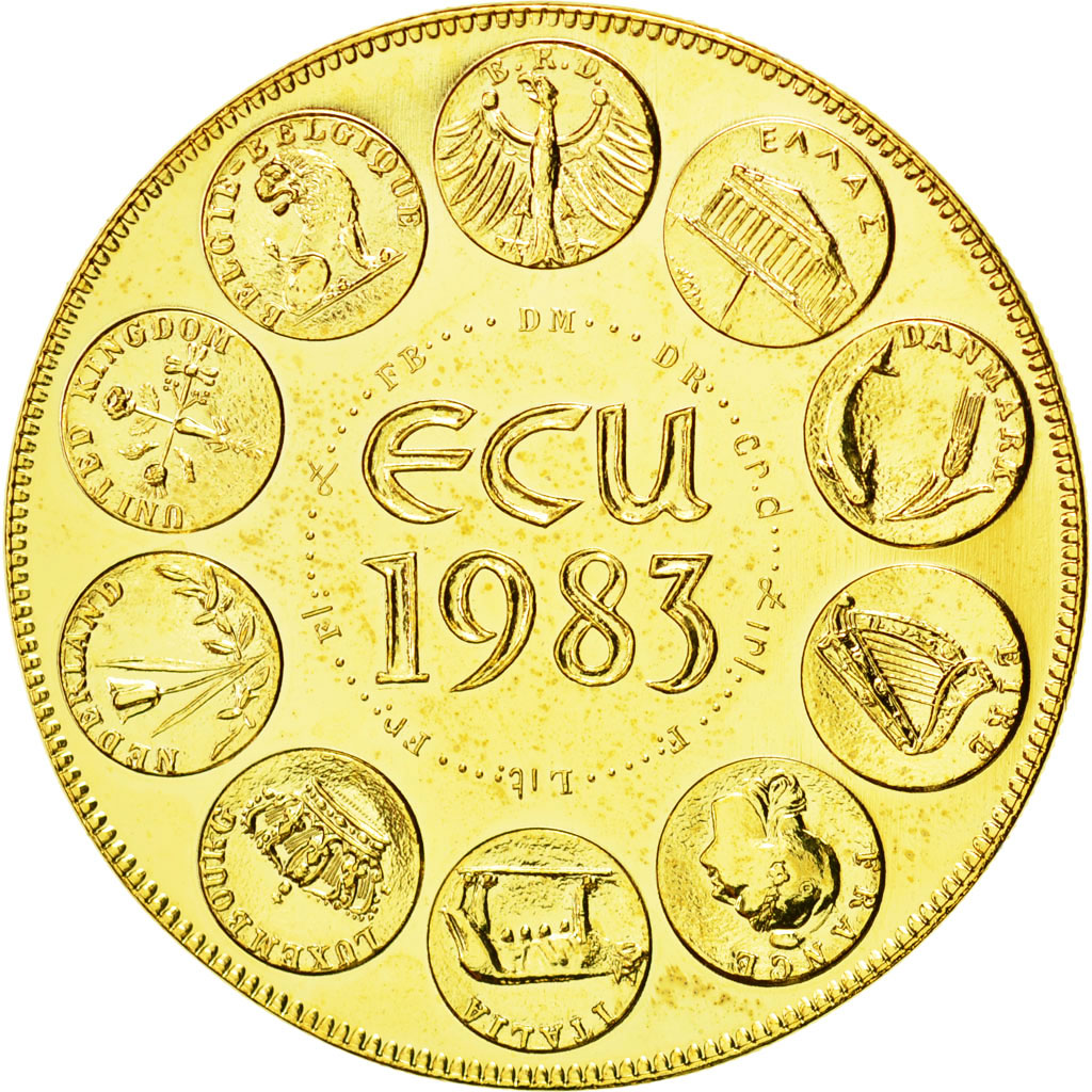 Francia, medaglia, Ecu Europa, Europe Assise, 1983, Rodier, FDC, Bronzo dorato