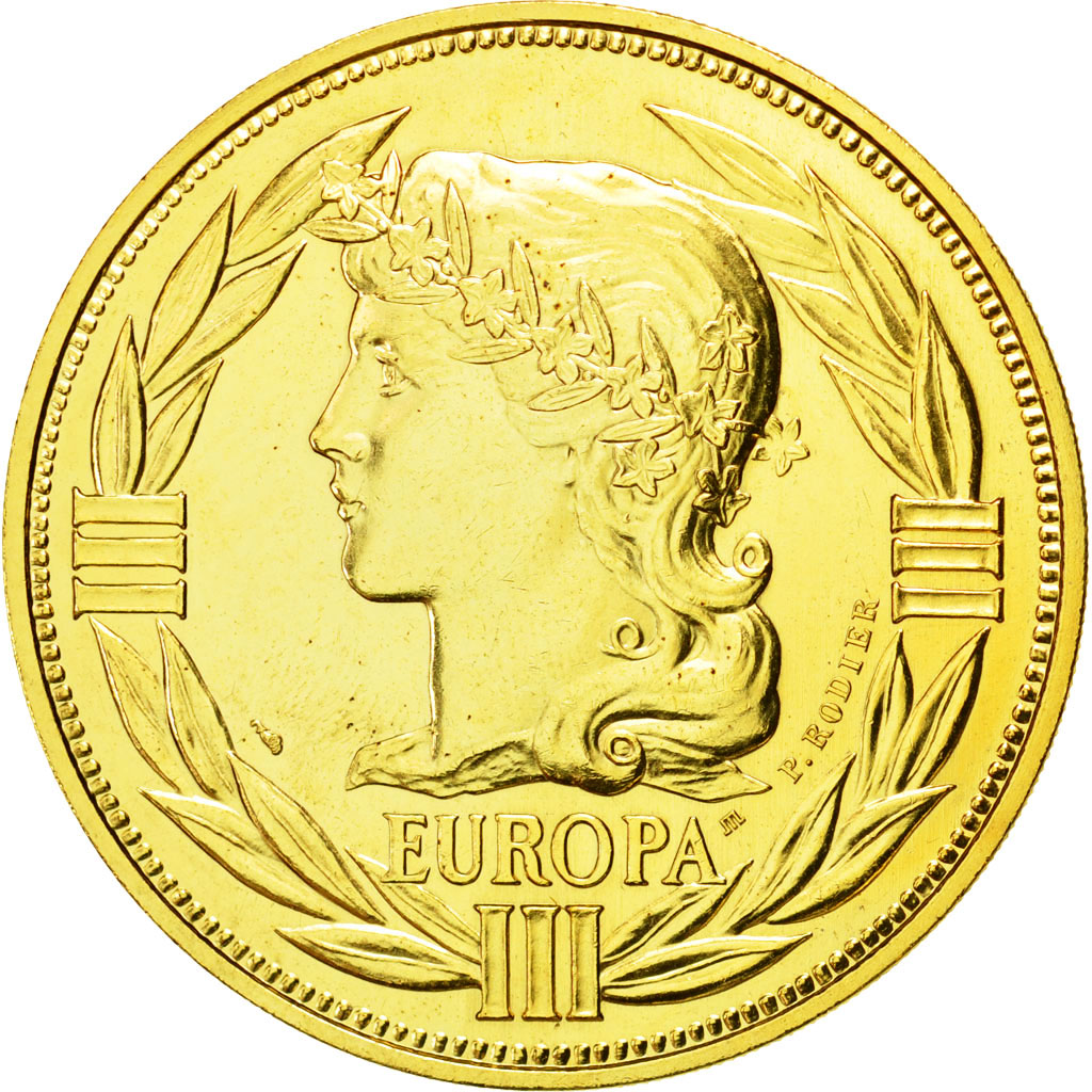 France, Medal, Ecu Europa, Marianne, 1988, Rodier, MS(65-70), Gilt Bronze