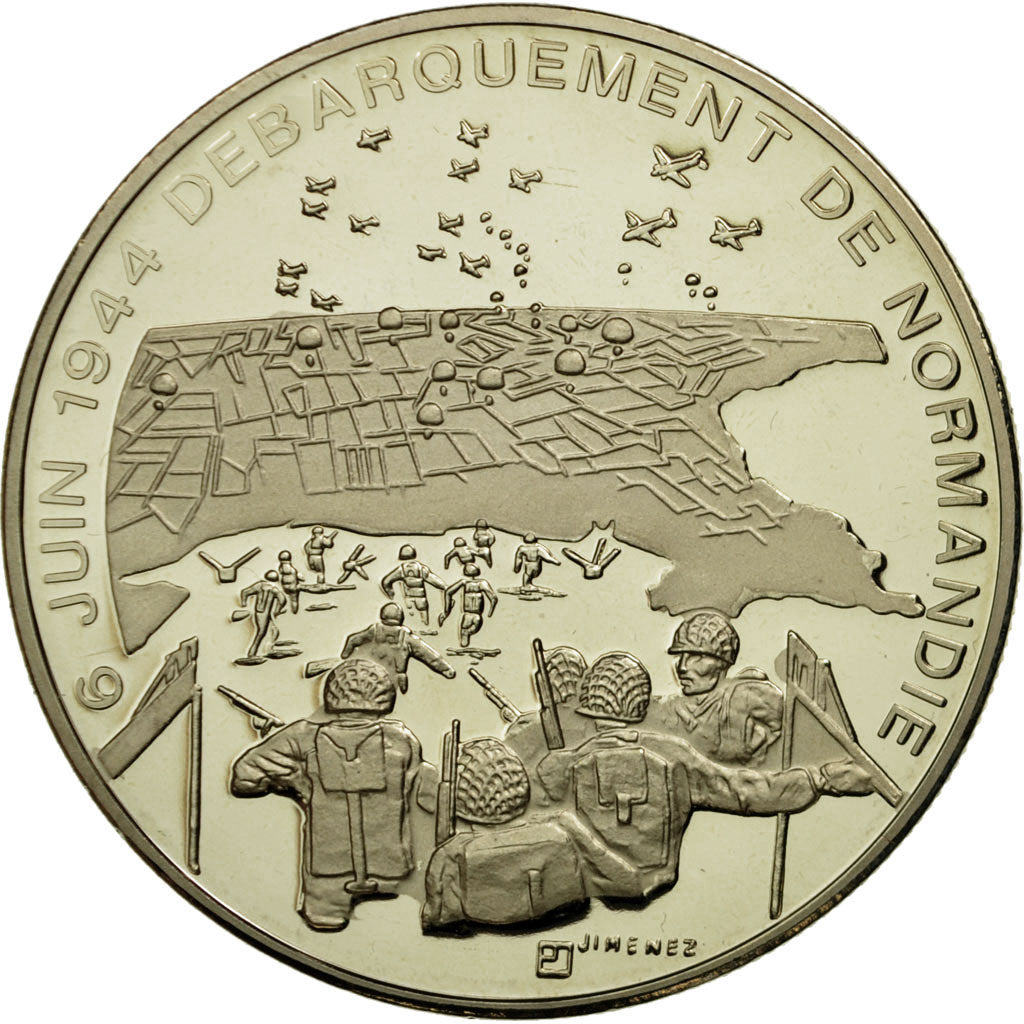 Francia, medalla, 6 Juin 1944 - Débarquement De Normandie, FDC, Cobre - níquel