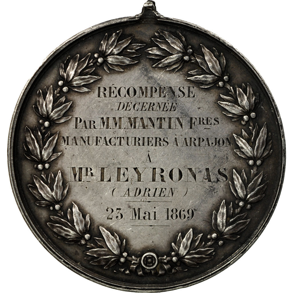 France, Medal, Assistance par le Travail, Manufactures d'Arpajon, 1869