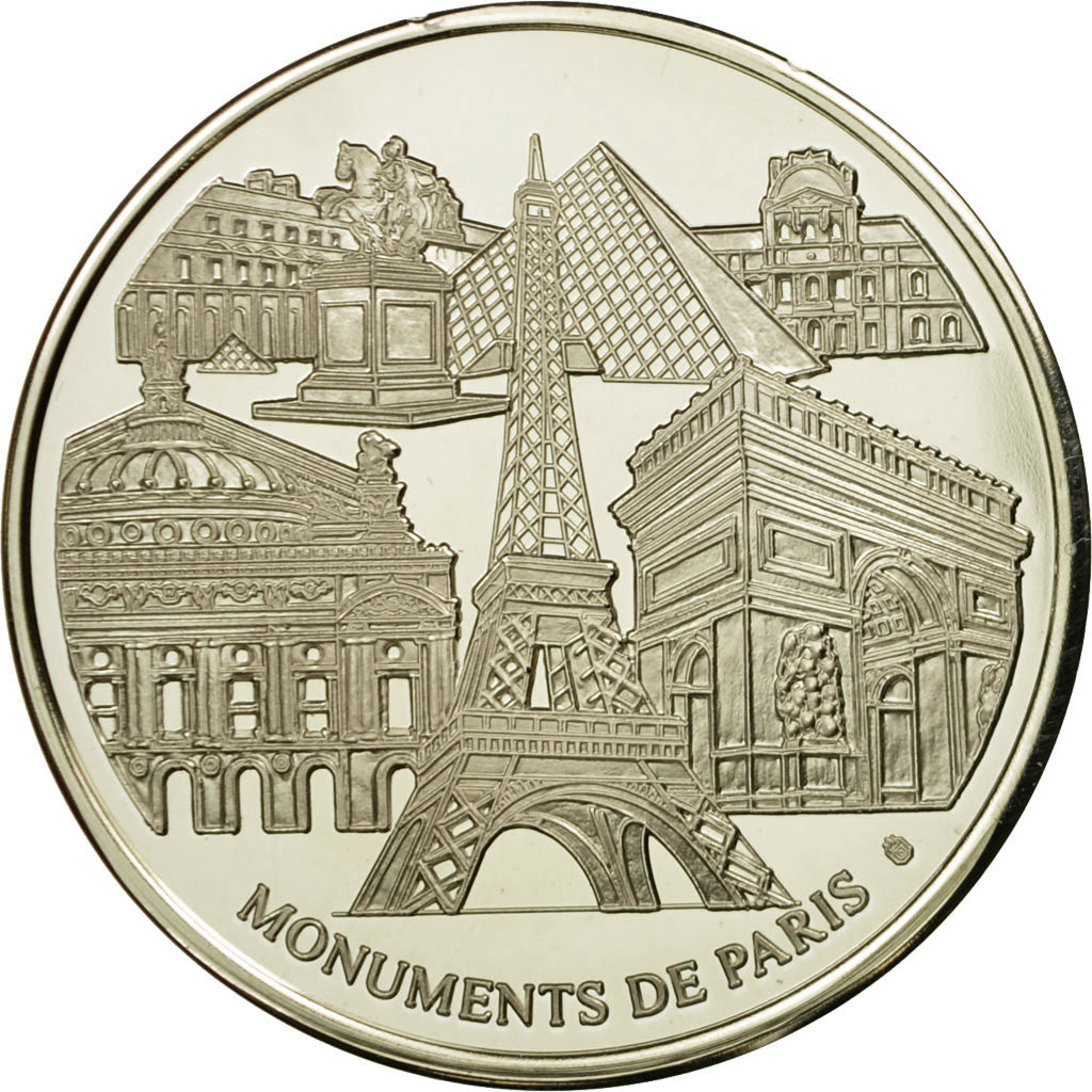 France, Medal, Monuments de Paris, La Tour Eiffel, MS(65-70), Copper-Nickel Gilt