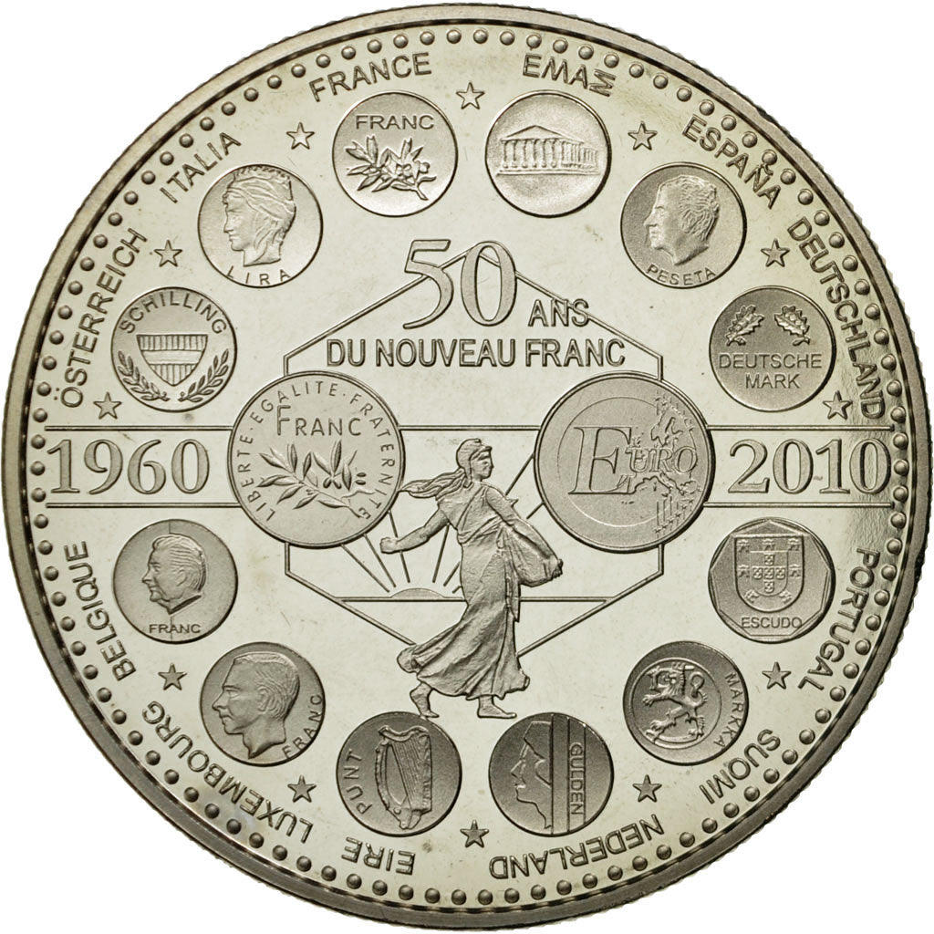Frankrijk, Medaille, L'Europe des XXVII, 50 ans du nouveau Franc, 2010, FDC