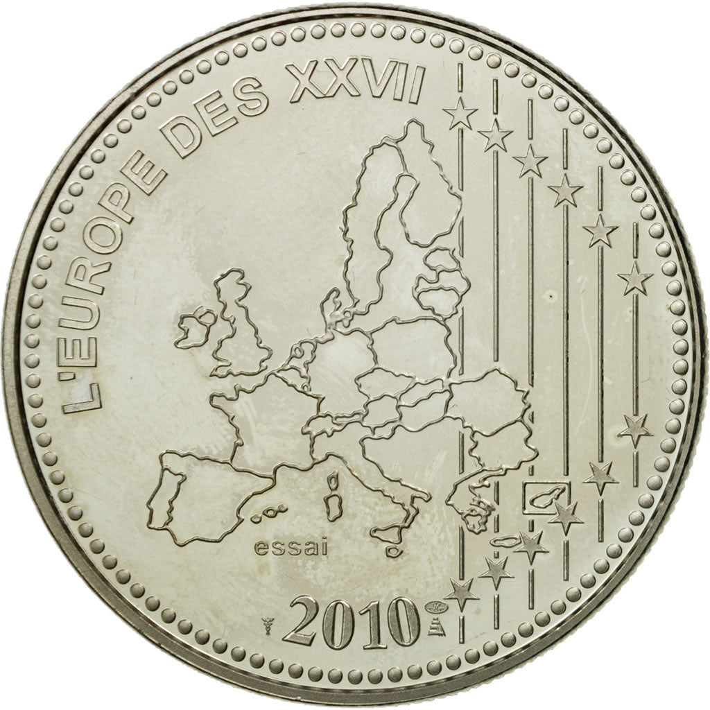 Francja, Medal, L'Europe des XXVII, 50 ans du nouveau Franc, 2010, MS(63)