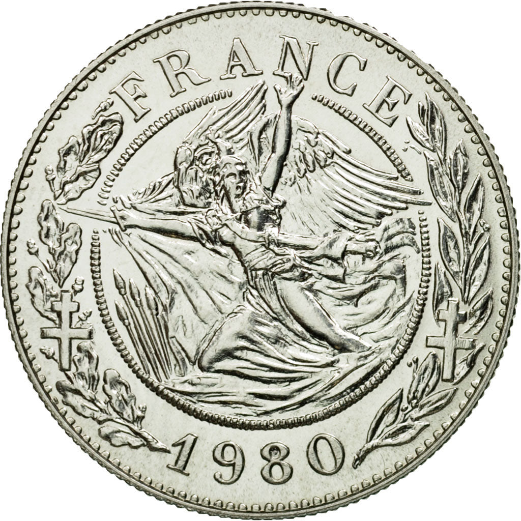 France, Medal, Général De Gaulle, 1980, Santucci, MS(64), Silver