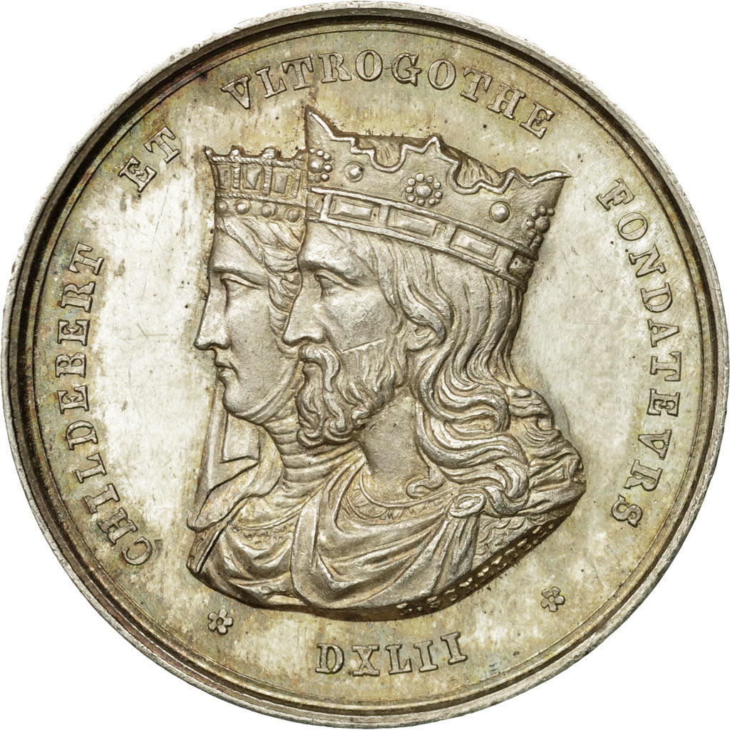 France, Medal, Hôpitaux Civils de Lyon, Childebert, AU(55-58), Silver