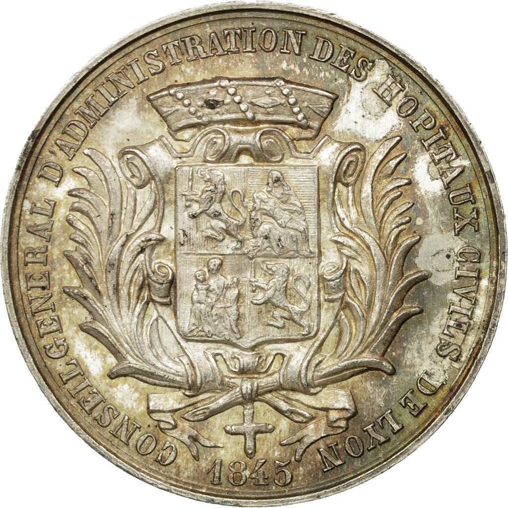 France, Medal, Hôpitaux Civils de Lyon, Childebert, AU(55-58), Silver