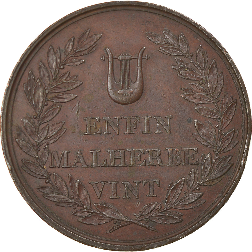 France, Medal, A.Malherbe, Caen, Arts & Culture, 1815, AU(50-53), Bronze