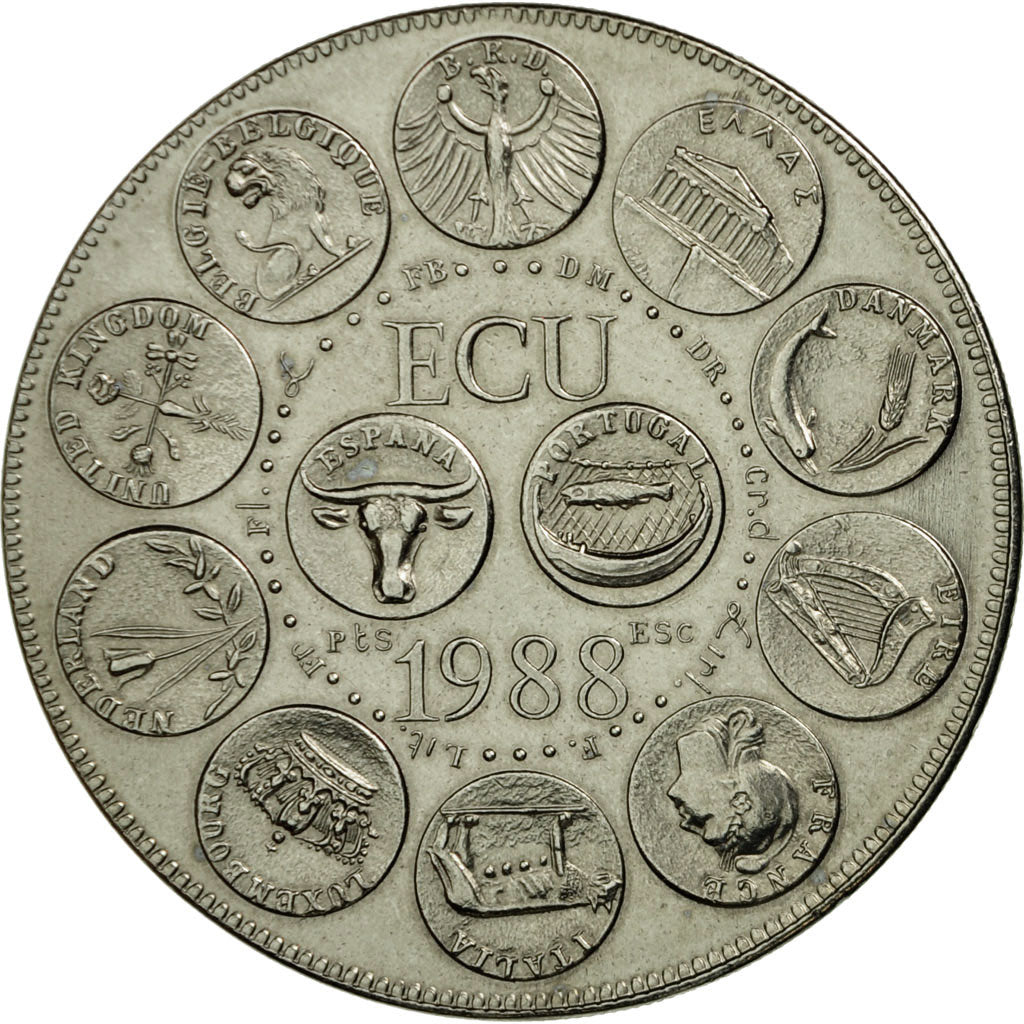Francia, medalla, Ecu Europa, Marianne, 1988, Rodier, FDC, Cobre - níquel