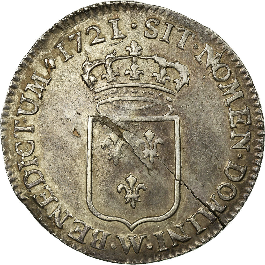 Francia, Louis XV, 1/3 écu de France, 1721, Lille, Argento, BB+, Gadoury:306