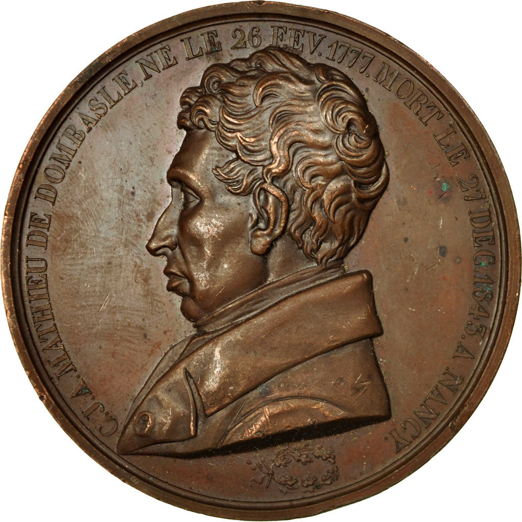 France, Medal, Agriculture, Mathieu de Dombasle, Vauthier Galle, AU(50-53)