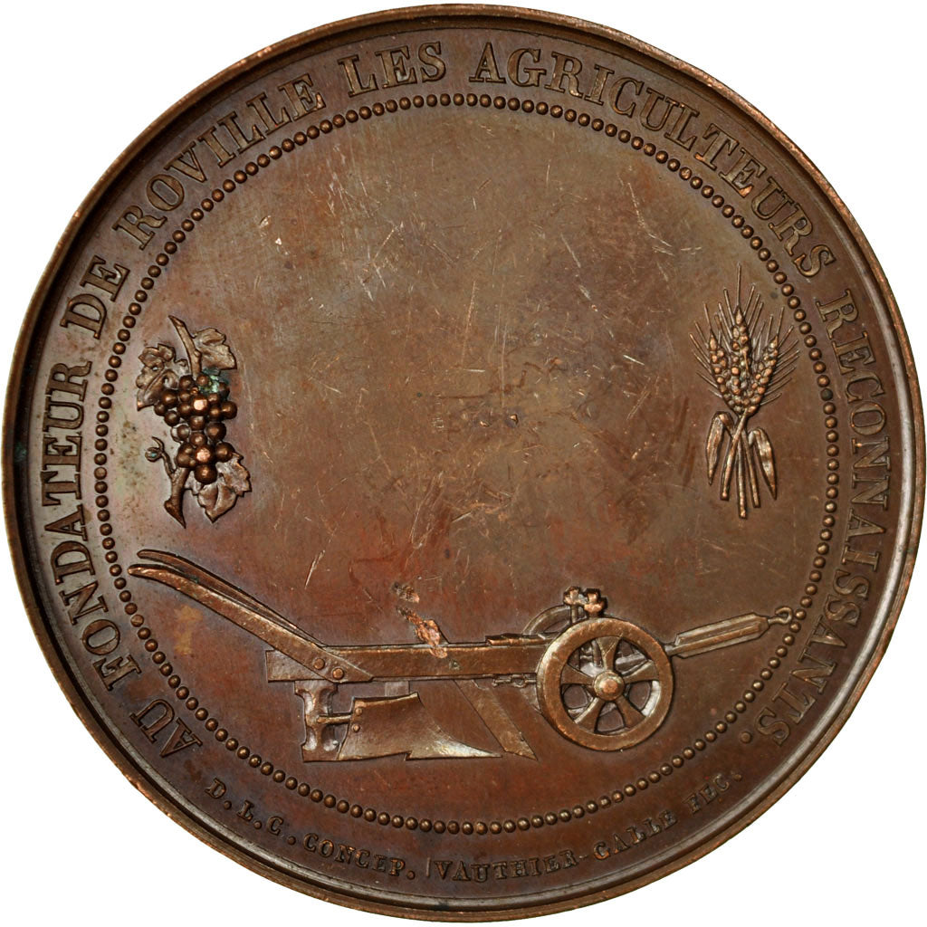 France, Medal, Agriculture, Mathieu de Dombasle, Vauthier Galle, AU(50-53)