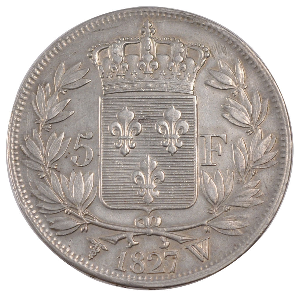 Moneta, Francia, Charles X, 5 Francs, 1827, Lille, BB+, Argento, Gadoury:644