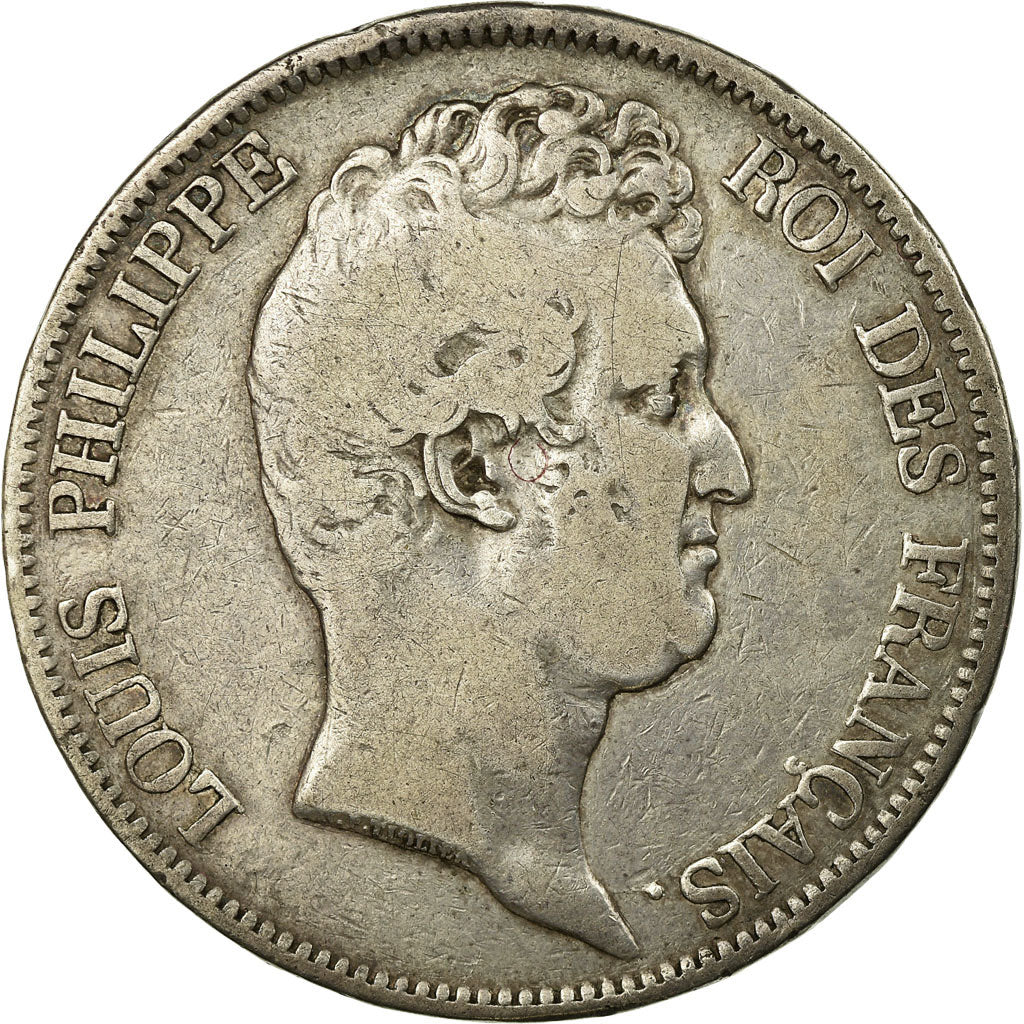 Moneda, Francia, Louis-Philippe, 5 Francs, 1830, Paris, BC+, Plata, KM:738
